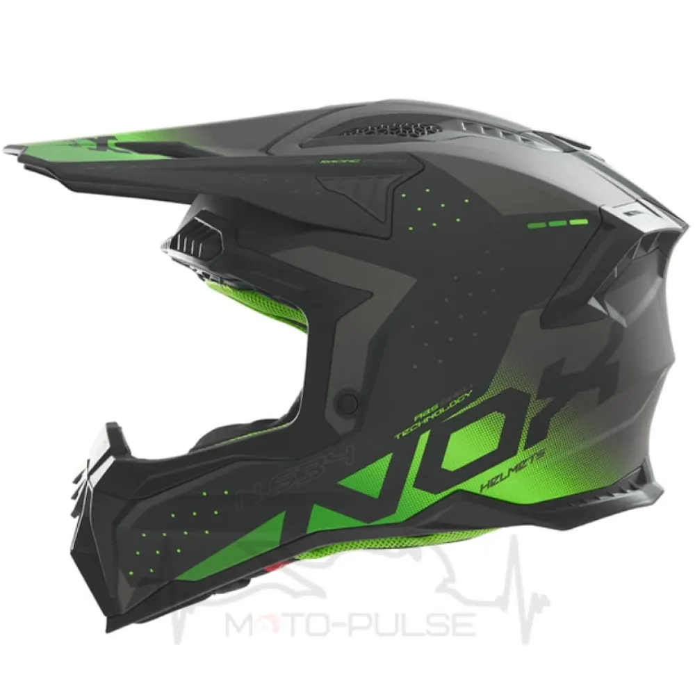 Мотошолом NOX N634 Gradiant матовий чорний/зелений (XXL)